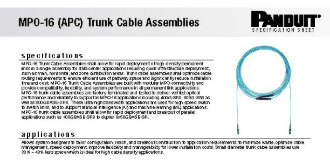 A screenshot of the MPO-16 (APC) Trunk Cable Assemblies spec sheet.