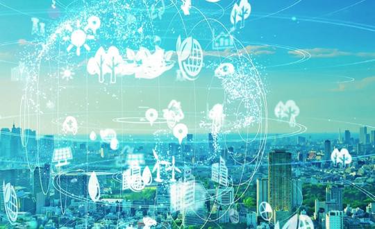 Global view displaying the importance of sustainability throughout a city landscape
