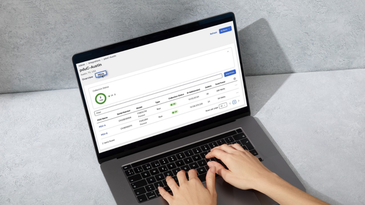 Data center manager accessing the Cisco Nexus dashboard monitoring Panduit iPDUs