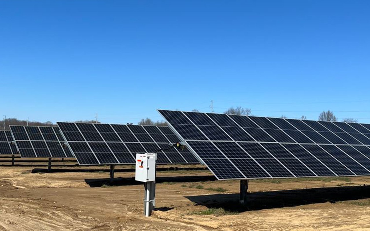 Balance of system solar field with solar panels, wire routing and management 