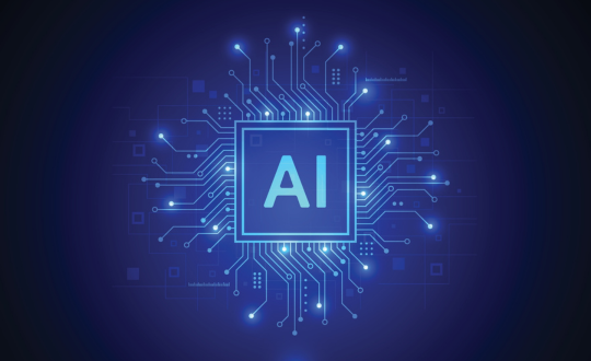 AI icon showing its many connections Global view displaying the importance of sustainability throughout a city landscape