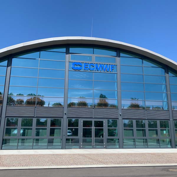 A view of the European Centre for Medium-Range Weather Forecasting building