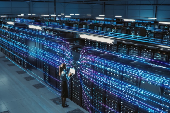 Data Center manager examining their AI-Driven data center environment